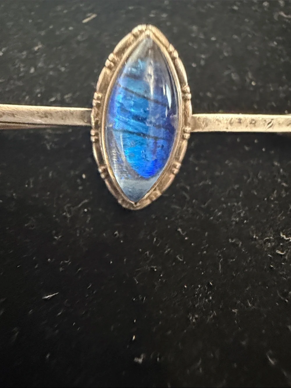 Beautiful  Antique Sterling Blue morpho butterfly wing pin